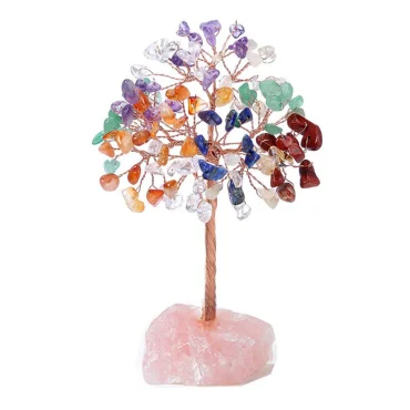 Multi Stone Crystal Tree with Rose Quartz Base