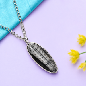 Natural Kuber Stone Pendant (Orthoceras Fossil)