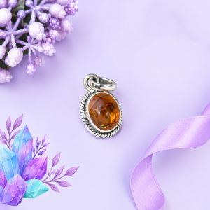 Amber Pure Silver Pendants