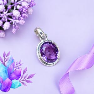 Amethyst Faceted Pure Silver Pendants