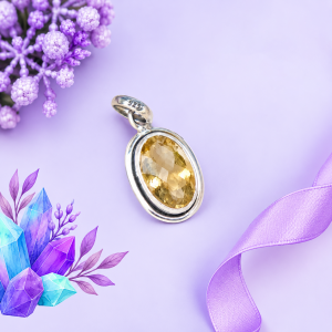 Citrine Faceted Pure Silver Pendants