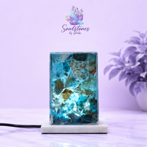 Blue Apatite Crystal Lamp