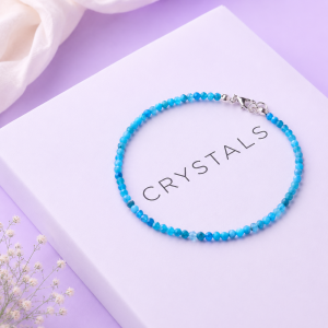 Blue Apatite Faceted Beads Anklet (3MM)