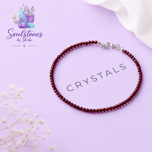 Garnet Faceted Beads Anklet (3MM)