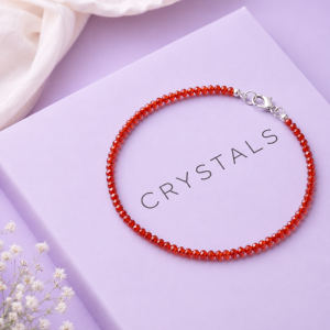 Hessonite Faceted Beads Anklet (3MM)