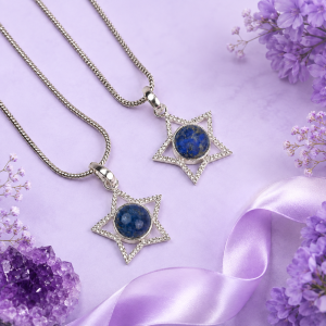 Lapis Lazuli Sterling Silver Star Pendant With Chain
