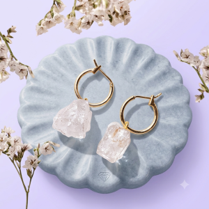 Clear Quartz Raw Hoop Earrings