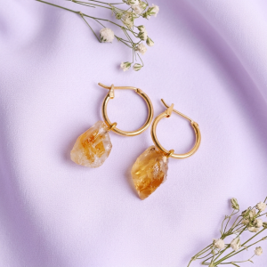 Citrine Raw Hoop Earrings