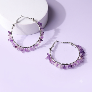 Amethyst Chips Huggie Hoops Earring