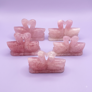 Rose Quartz Mandarine Duck Pair Medium