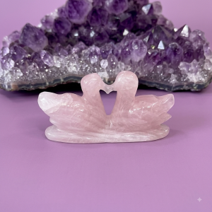 Rose Quartz Mandarine Duck Pair Small