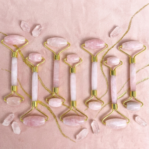 Rose Quartz Roller Gold