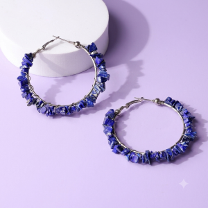 Lapis Lazuli Chips Huggie Hoops Earring